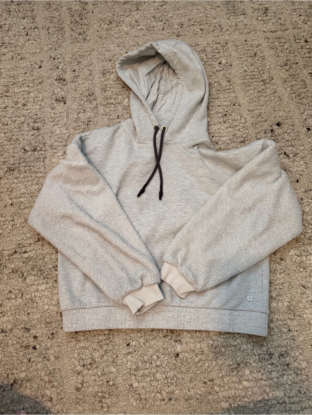 Andrew Marc Sport Hooded Pullover in Light Gray with Dark Trim